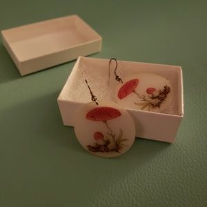 Agaric mushroom earrings